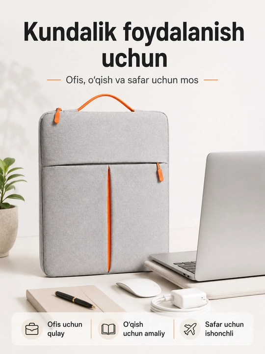 Noutbuk va Macbook 14-15.6 o'lchamli suv o'tqazmaydigan sumka