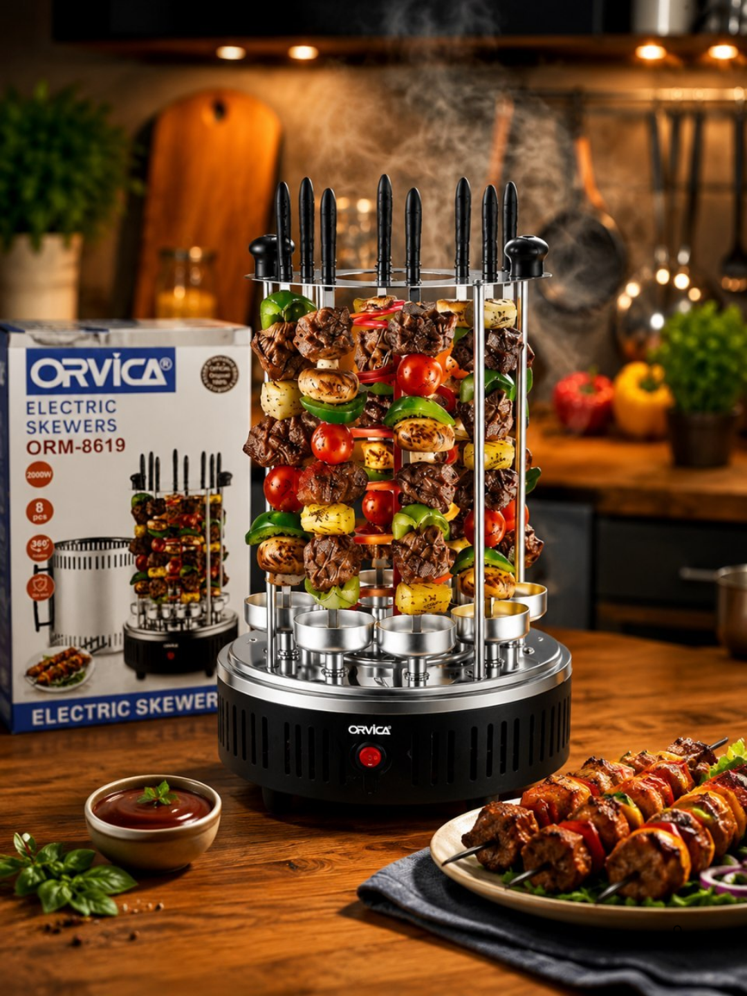 ORVICA Elektr Shashlik Pishirgich ORM-8619, 2000W, 8 Shampurli - 