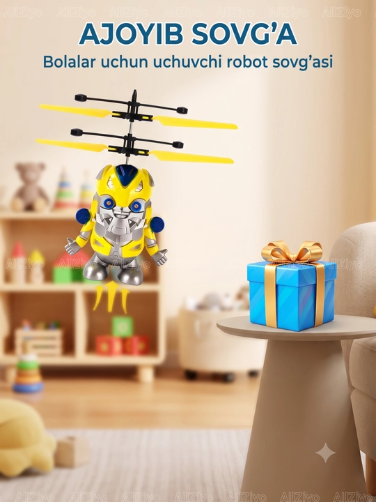 Uchar vertalyot dron robot — bolalar uchun o'yinchoqlar, sensorli, LED chiroqli, USB quvat