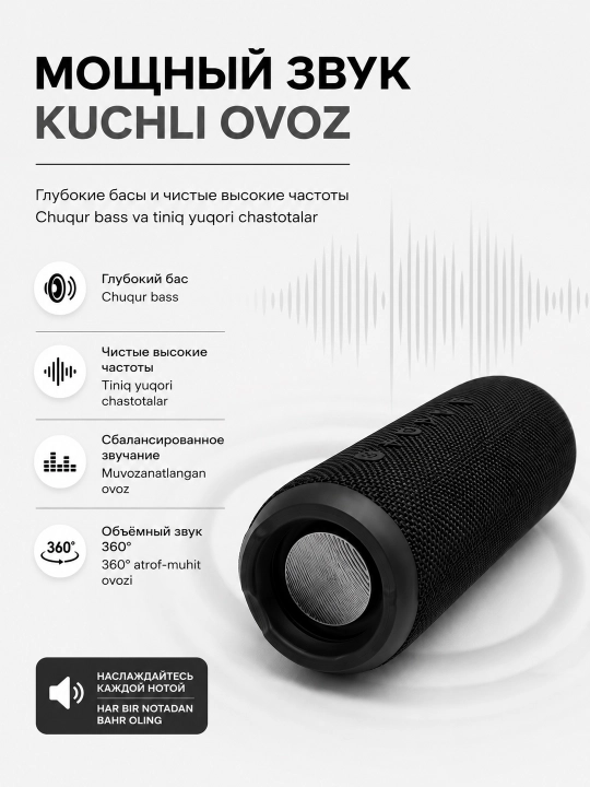 Портативная колонка динамик Flip 6 10W Bluetooth 5.0 встроенный микрофон type-c черная