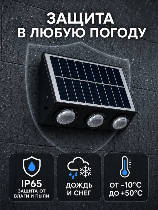 Avtomatik yorug‘lik datchigiga ega IP65 quyoshli RGB devor yoritgichi