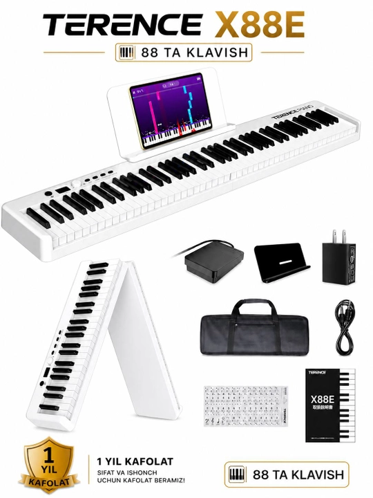 TERENCE X88E Raqamli Pianino 88 Tugmachali Buklanadigan