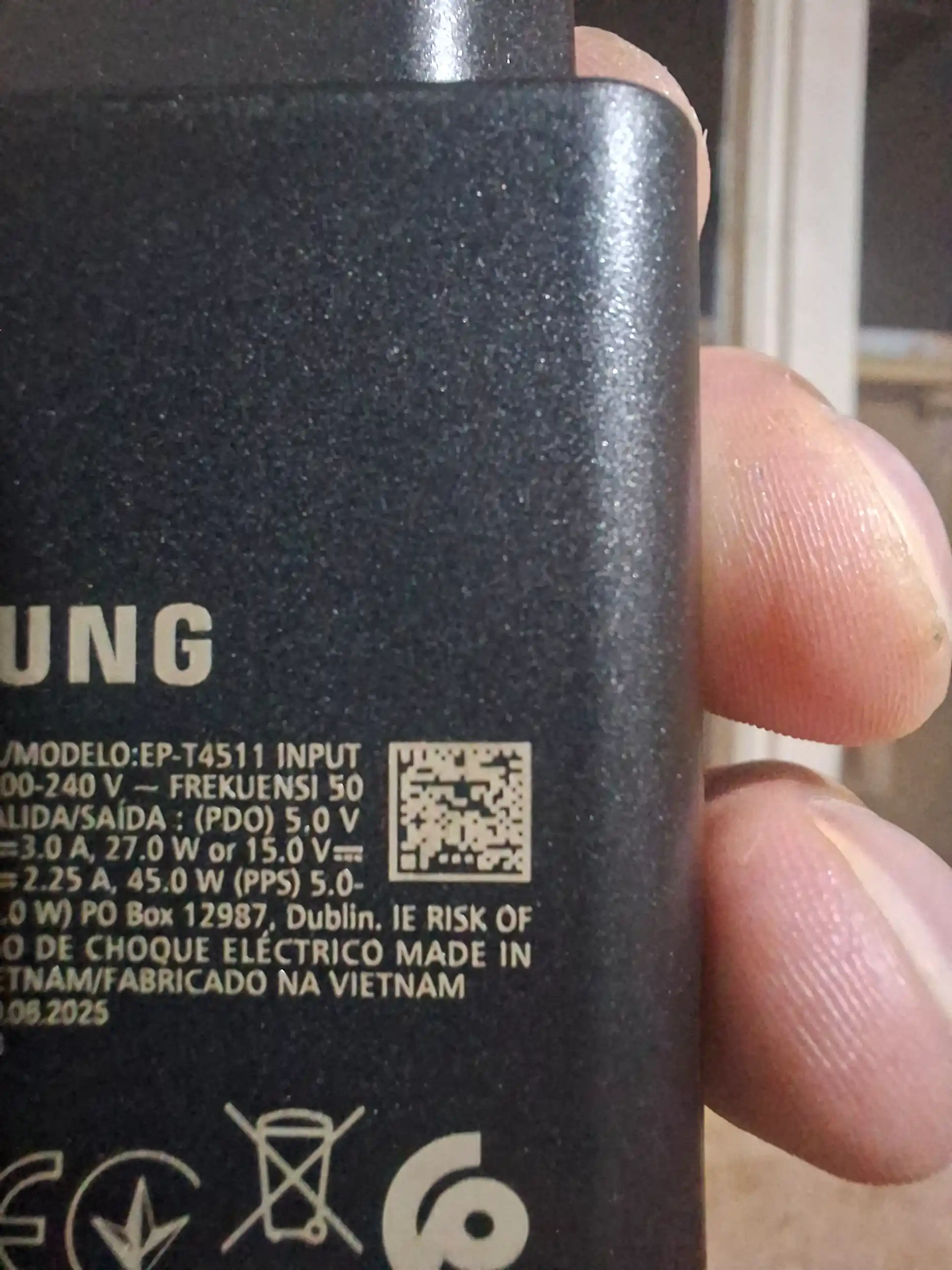 45W Samsung zaryadchik (ORG), adapter Type-C portli, Tezkor zaryadlash 2.0