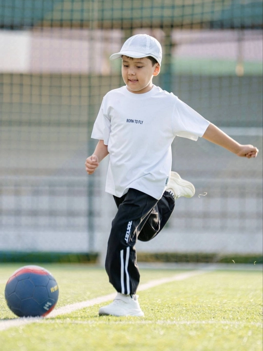 O‘g‘il bolalar sport kostyumi, futbolka, shim, paxtali, yozgi, 7-13 yosh, oversize, sport