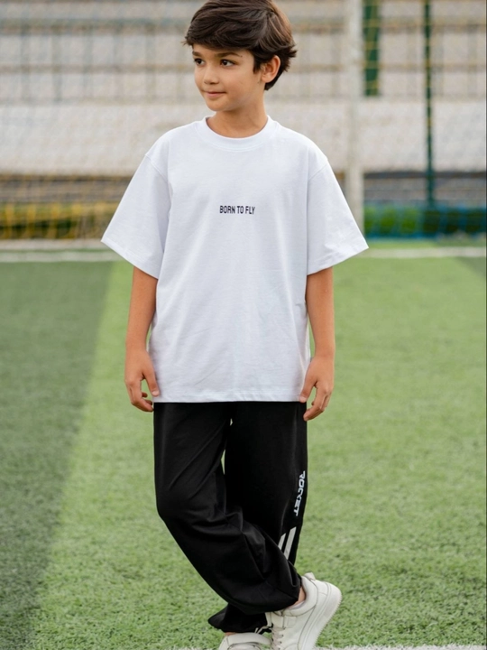 O‘g‘il bolalar sport kostyumi, futbolka, shim, paxtali, yozgi, 7-13 yosh, oversize, sport