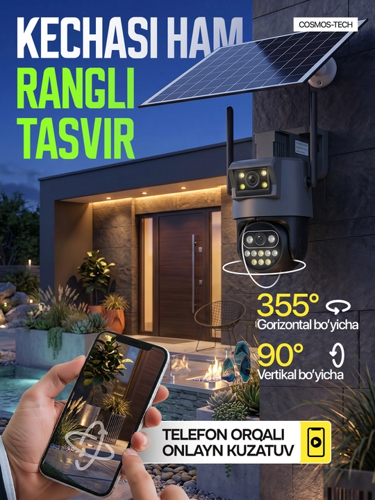 Hikvision V380  ko‘cha 4G kameralari burilish imkoniyati, quyosh paneli va tungi ko‘rish