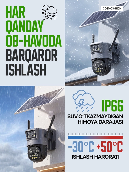 Hikvision V380  ko‘cha 4G kameralari burilish imkoniyati, quyosh paneli va tungi ko‘rish