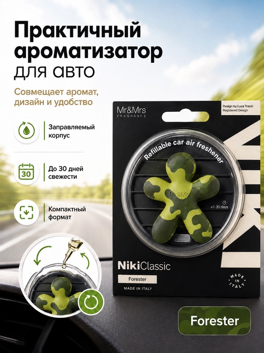 Mr&Mrs Fragrance Niki Classic ароматизатор для авто, Forester/Equilibrium