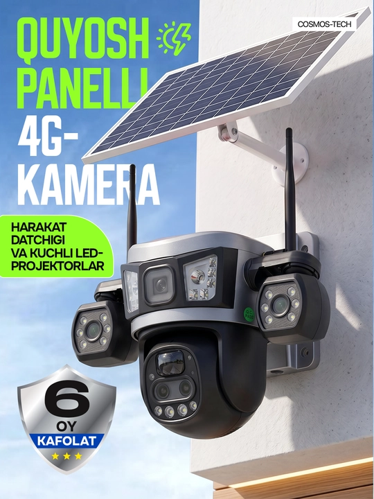Hikvision V380  ko‘cha 4G kameralari burilish imkoniyati, quyosh paneli va tungi ko‘rish - 
