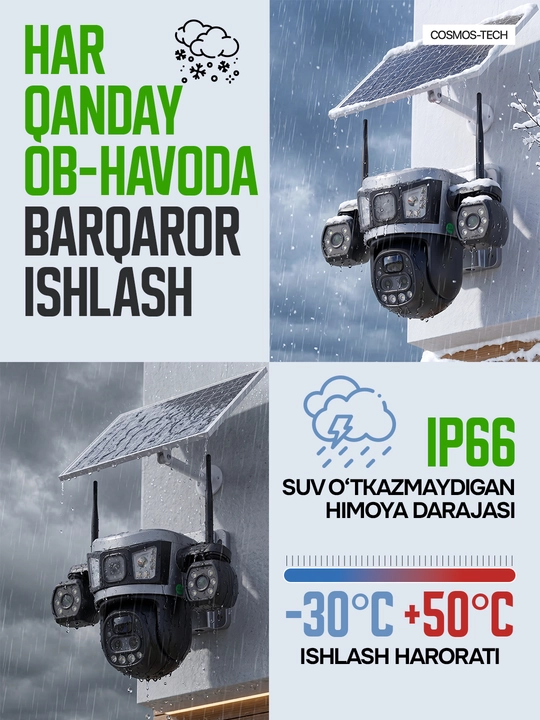 Hikvision V380  ko‘cha 4G kameralari burilish imkoniyati, quyosh paneli va tungi ko‘rish
