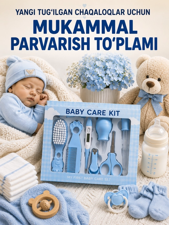 Набор для ухода за новорожденным Baby Care Kit, с электронным термометром, 8 предметов - 