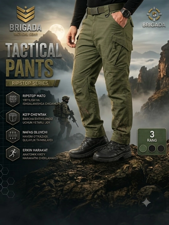 Tactical Cargo cho‘ntakli Ripstop Canvas erkaklar taktik shimi - 