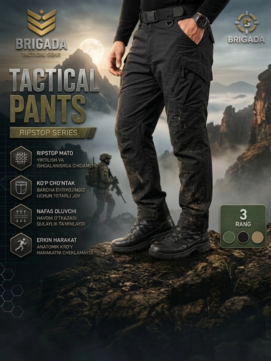 Tactical Cargo cho‘ntakli Ripstop Canvas erkaklar taktik shimi - 
