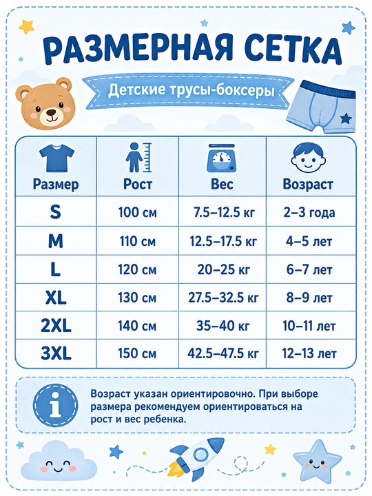 Детские трусы-боксеры для мальчиков, набор 4 шт, хлопок 95%