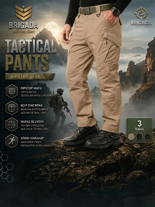 Tactical Cargo cho‘ntakli Ripstop Canvas erkaklar taktik shimi - 
