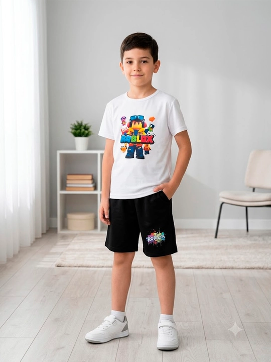 O‘g‘il va qiz bolalar uchun Roblox futbolka va shorti jamlanmasi - 
