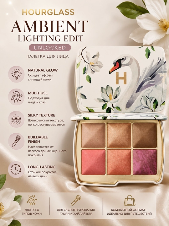 Hourglass Ambient Lighting Edit Unlocked Swan Многофункциональная палетка для лица - 