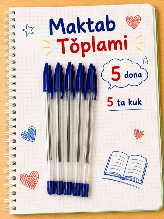 Ruchka sharikli, ko’k siyoh, — 5-10-12-15 dona