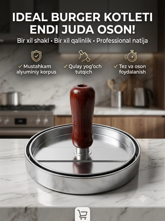 Burger kotleti uchun press — alyuminiy go‘sht qolipi