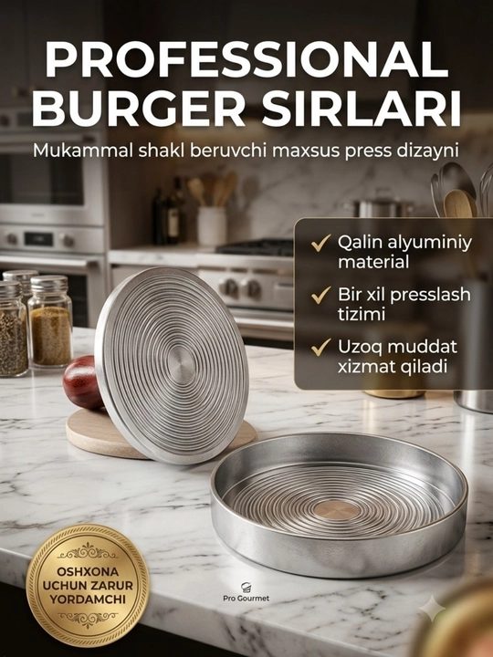 Burger kotleti uchun press — alyuminiy go‘sht qolipi