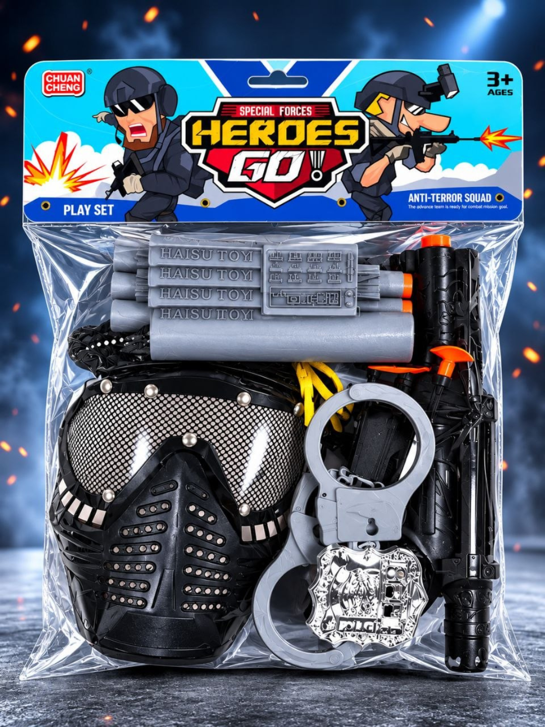 Heroes GO bolalar maxsus kuchlar o'yin to'plami niqob, kishan, granata, 3 yosh+ - 