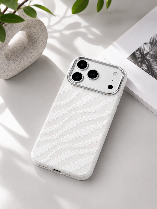 Iphone chexol 17 pro max uchun oq karbon