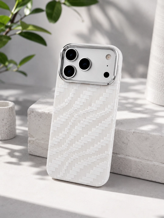 Iphone chexol 17 pro max uchun oq karbon