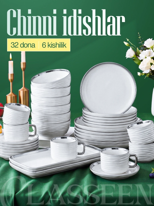 Nafis chinni idishlar to‘plami, 32 qismli, 6 kishilik
