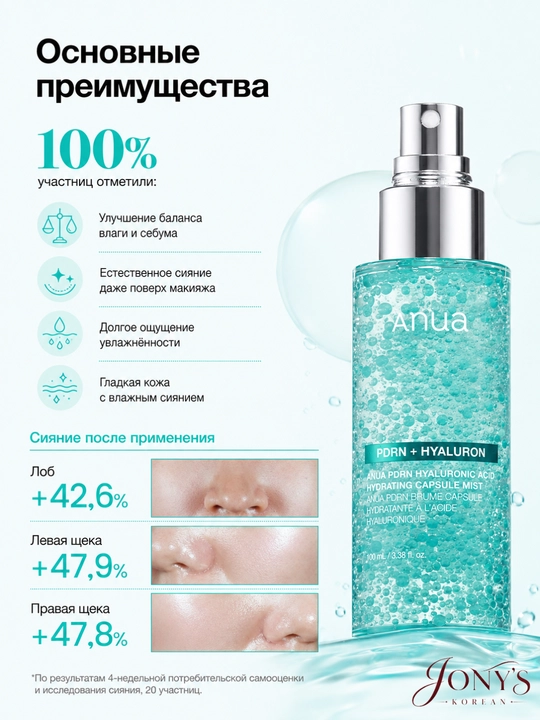 Anua PDRNt — kapsulali yuz misti PDRN 2000 ppm bilan namlovchi 100 ml va 30 ml