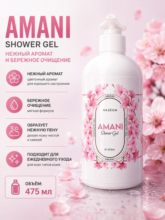 Гель для душа Naseem Amani Shower Gel 475 мл - 