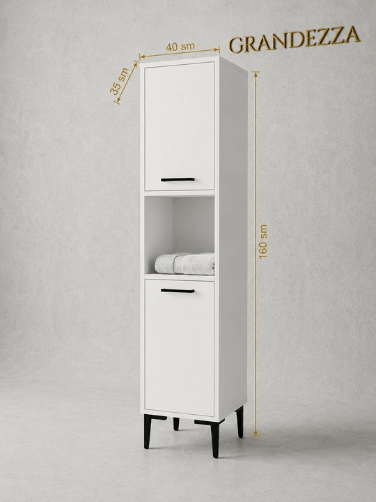 Шкаф-пенал KB9, универсальный стеллаж для ванной и спальни, 160х40х35 см - 