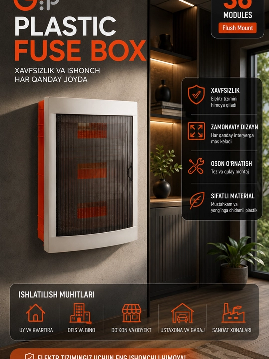 Elektr shiti 36 modulli, (Flush Mount) ichki o‘rnatiladigan elektr taqsimlash qutisi IP20 - 