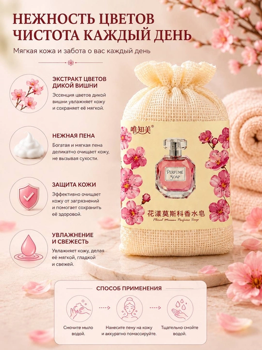 Qo‘l, yuz va tana uchun xushbo‘y, qattiq, kosmetik sovun, 248 g