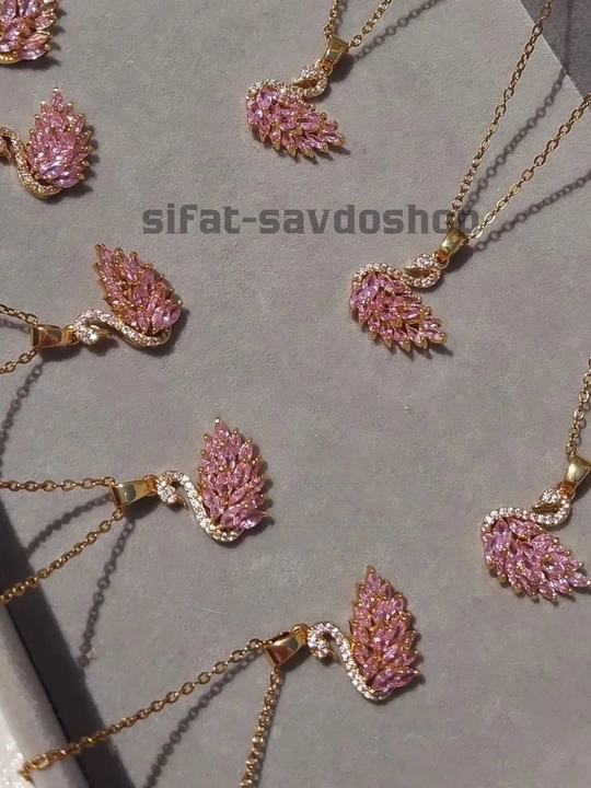 Женская колье-цепочка в форме лебедя с кристаллами Swarovski