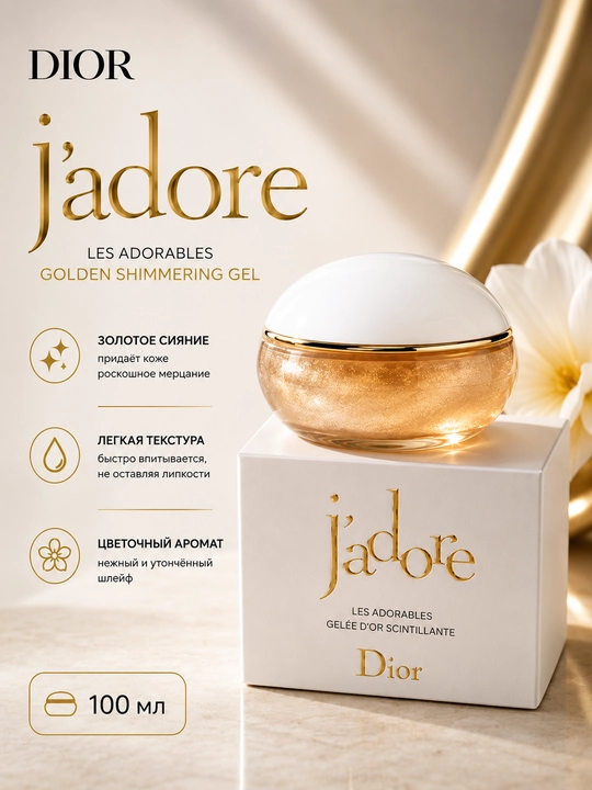 Гель для тела Dior J'adore Les Adorables Golden Shimmering Gel 100 мл - 