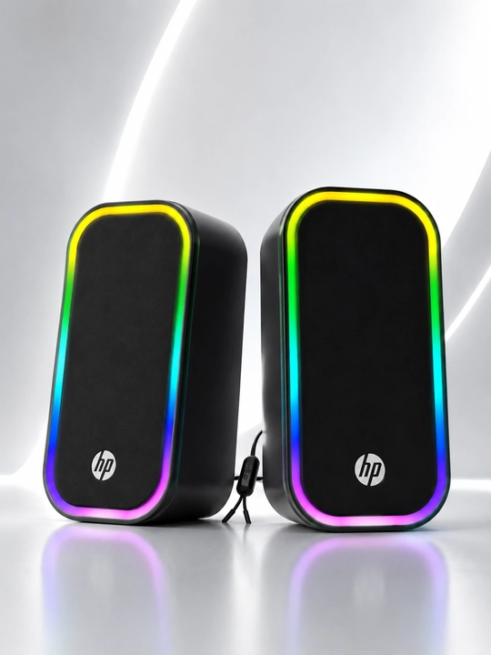 HP DHE-6004C USB Multimedia Dinamiklari, RGB Yoritishli Stereo Kompyuter Karnaylari