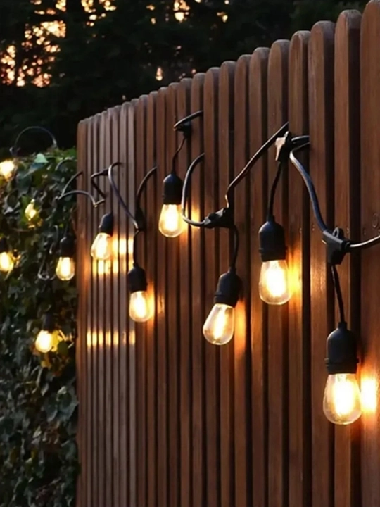 Retro uslubdagi tashqi LED elektr girlyanda, 10 dona lampa, 5 metr, 220V, suvga chidamli