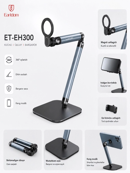 Earldom ET-EH300 magnitli stol usti telefon va planshet ushlagichi - 
