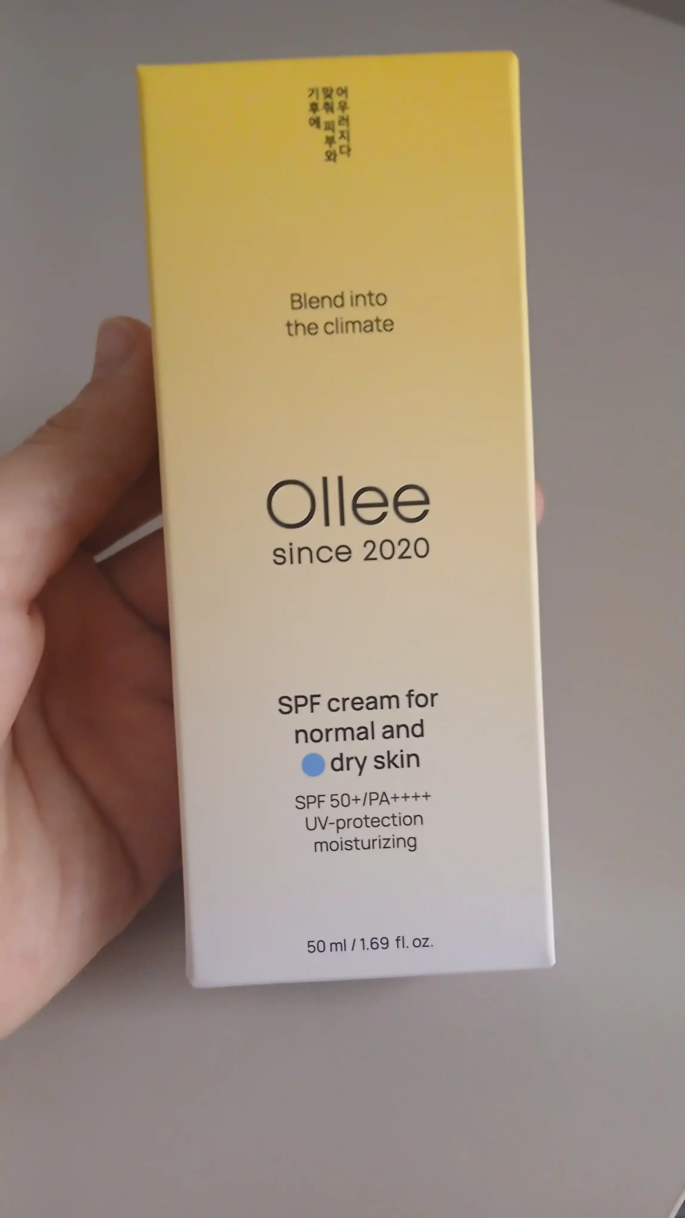 Quyoshdan himoyalovchi krem OLLEE yuz uchun SPF50+, 50 ml, quruq va normal teri uchun