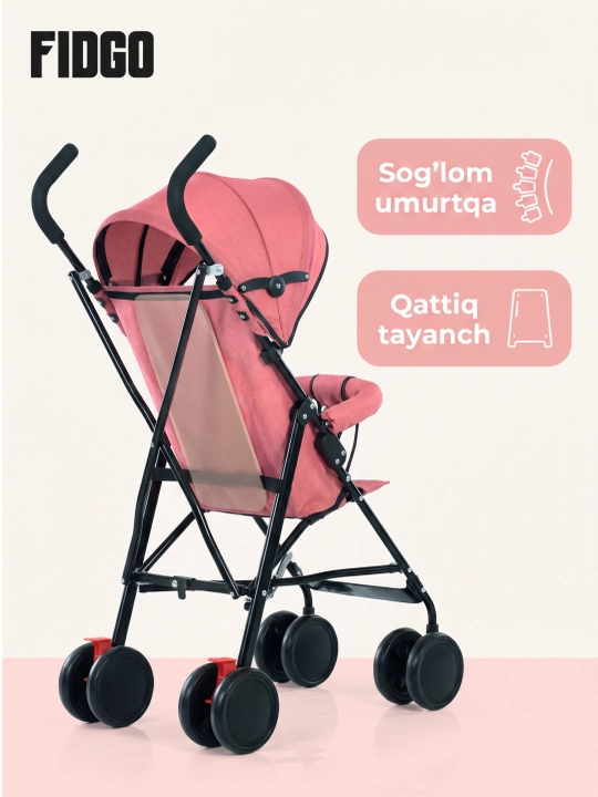Bolalar sayr aravachasi FIDGO, buklanadigan, kapyushon va oyoq tayanchi bilan