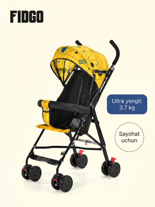 Bolalar sayr aravachasi FIDGO, buklanadigan, kapyushon va oyoq tayanchi bilan - 