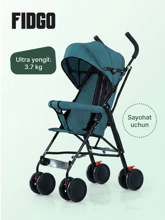 Bolalar sayr aravachasi FIDGO, buklanadigan, kapyushon va oyoq tayanchi bilan - 