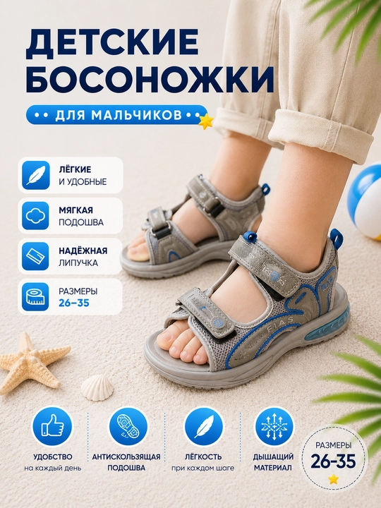 Босоножки весна-лето, для мальчиков, Megen, 26-35 - 
