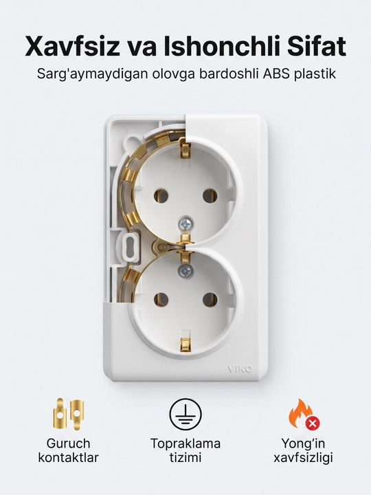 ViKO qo‘shimcha rozetkalari to‘plami 2 dona, oq rangda