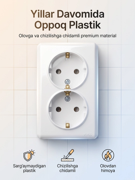 ViKO qo‘shimcha rozetkalari to‘plami 2 dona, oq rangda