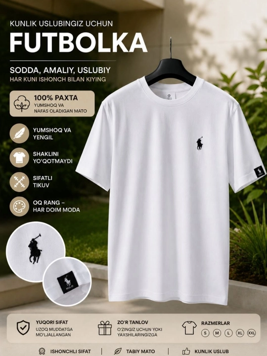 Erkaklar futbolkasi, oq futbolka, polo futbolka, 100% paxta futbolka, bazaviy futbolka,