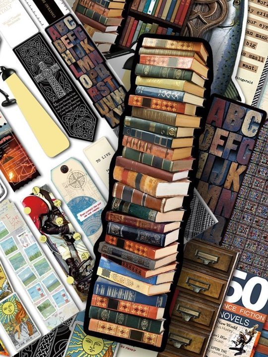 Картонные закладки для книг bookmark набор из 6 штук, разные дизайны, случайный выбор