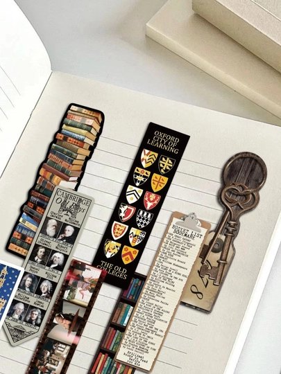 Картонные закладки для книг bookmark набор из 6 штук, разные дизайны, случайный выбор