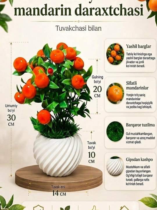 Sun'iy dekorativ meva daraxtchalari Nafis Decor, 30 sm - 