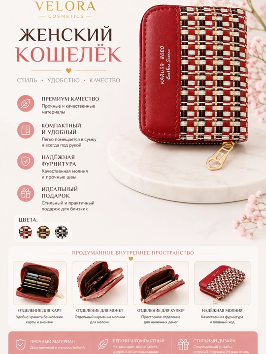 Мини-кошелек для женщин, с замком, компактный кошелек для карт и денег, разных цветов - 